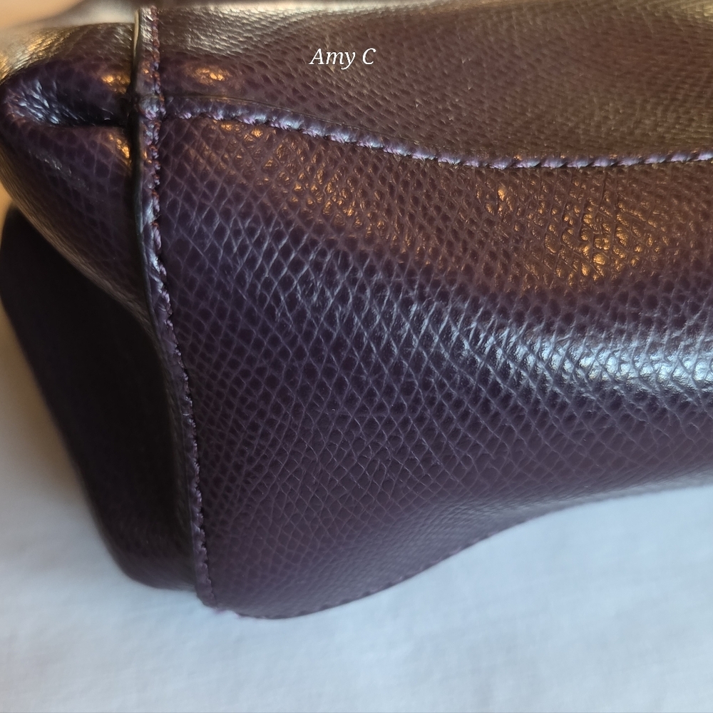 Coach Dark Purple Leather Shoulder Bag - Picture 9 of 12